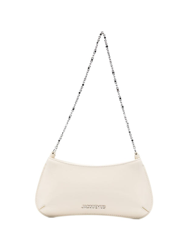 JACQUEMUS Le Petit Bisou Chaine Leather Shoulder Bag Ivory