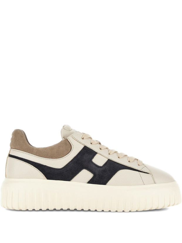 Hogan H-Stripes Leather Sneakers Beige