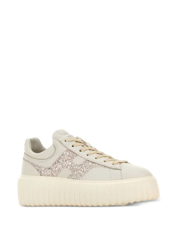 Hogan H-Stripes Leather Sneakers Beige