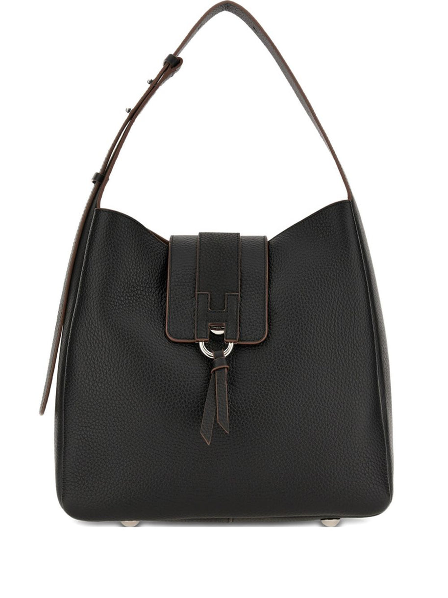 Hogan Leather Hobo Bag Black