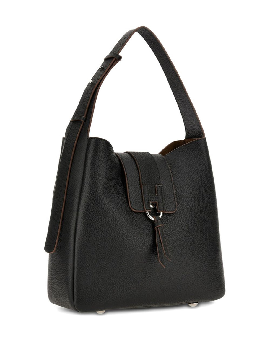 Hogan Leather Hobo Bag Black