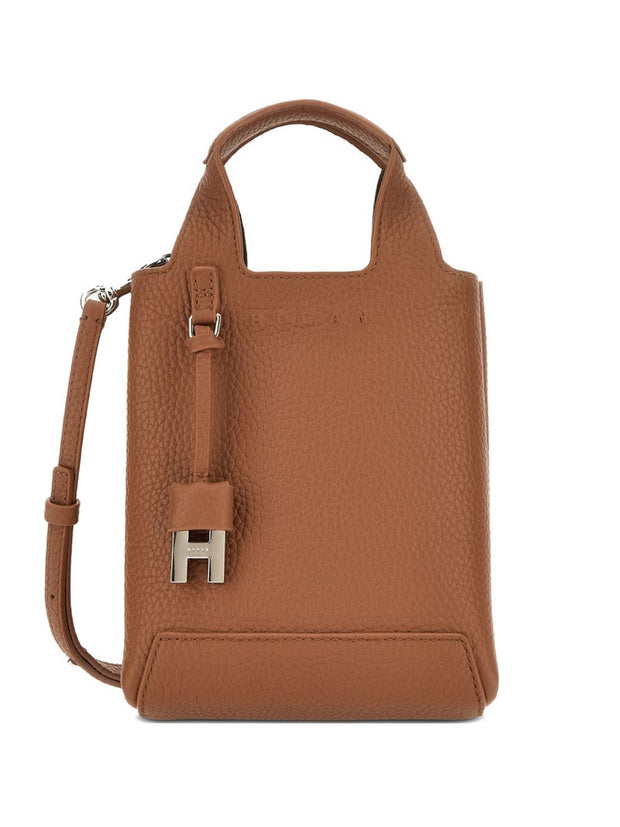 Hogan Mini Leather Tote Brown