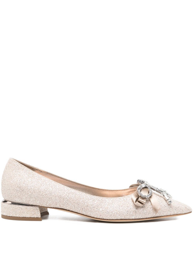 Jimmy Choo Auria Leather Ballet Flats Golden