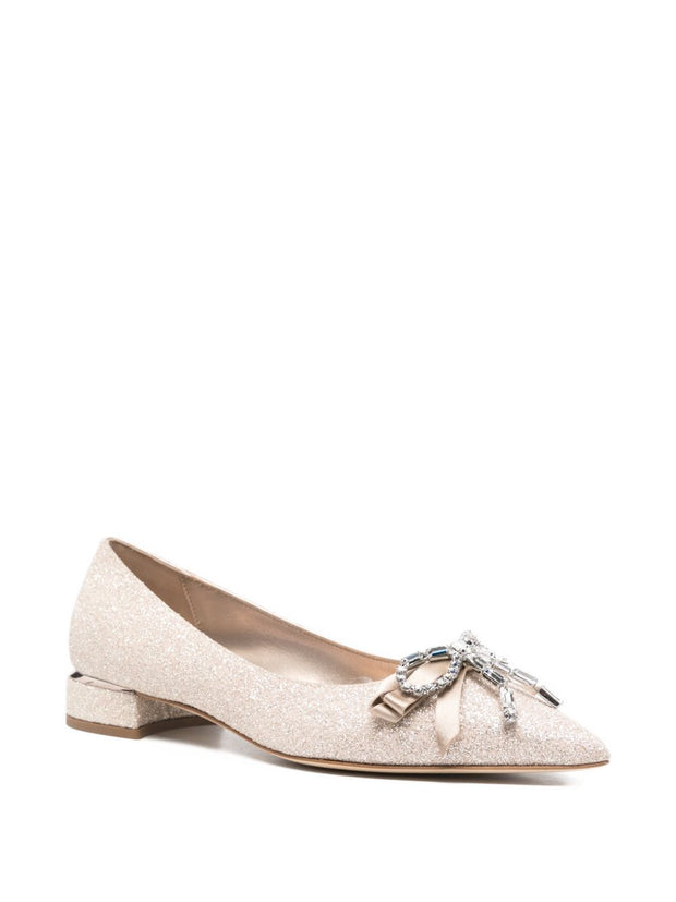 Jimmy Choo Auria Leather Ballet Flats Golden
