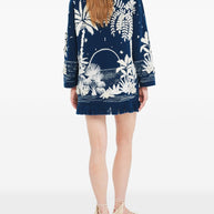 Alanui Postcard From Paradise Wool Cardigan Blue