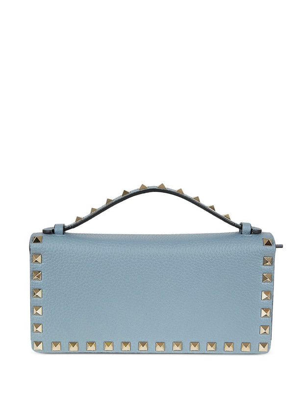 Valentino Garavani Rockstud Leather Wallet On Chain Bag Grey
