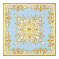 Versace Barocco Print Silk Foulard Scarf Blue