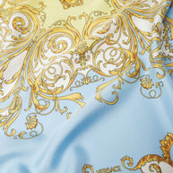 Versace Barocco Print Silk Foulard Scarf Blue