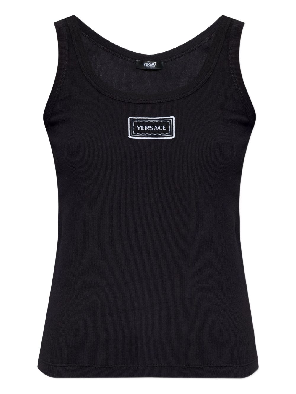 Versace Logo Cotton Tank Top Black