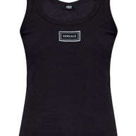 Versace Logo Cotton Tank Top Black
