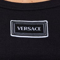 Versace Logo Cotton Tank Top Black