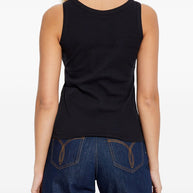 Versace Logo Cotton Tank Top Black