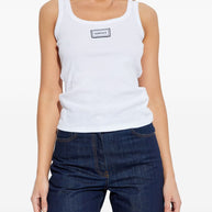Versace Logo Cotton Tank Top White