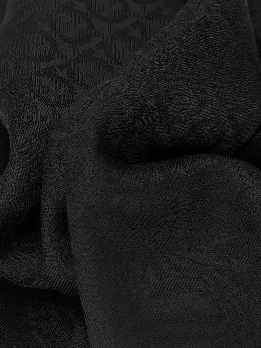 Ferragamo Gancini Silk And Wool Stole Scarf Black