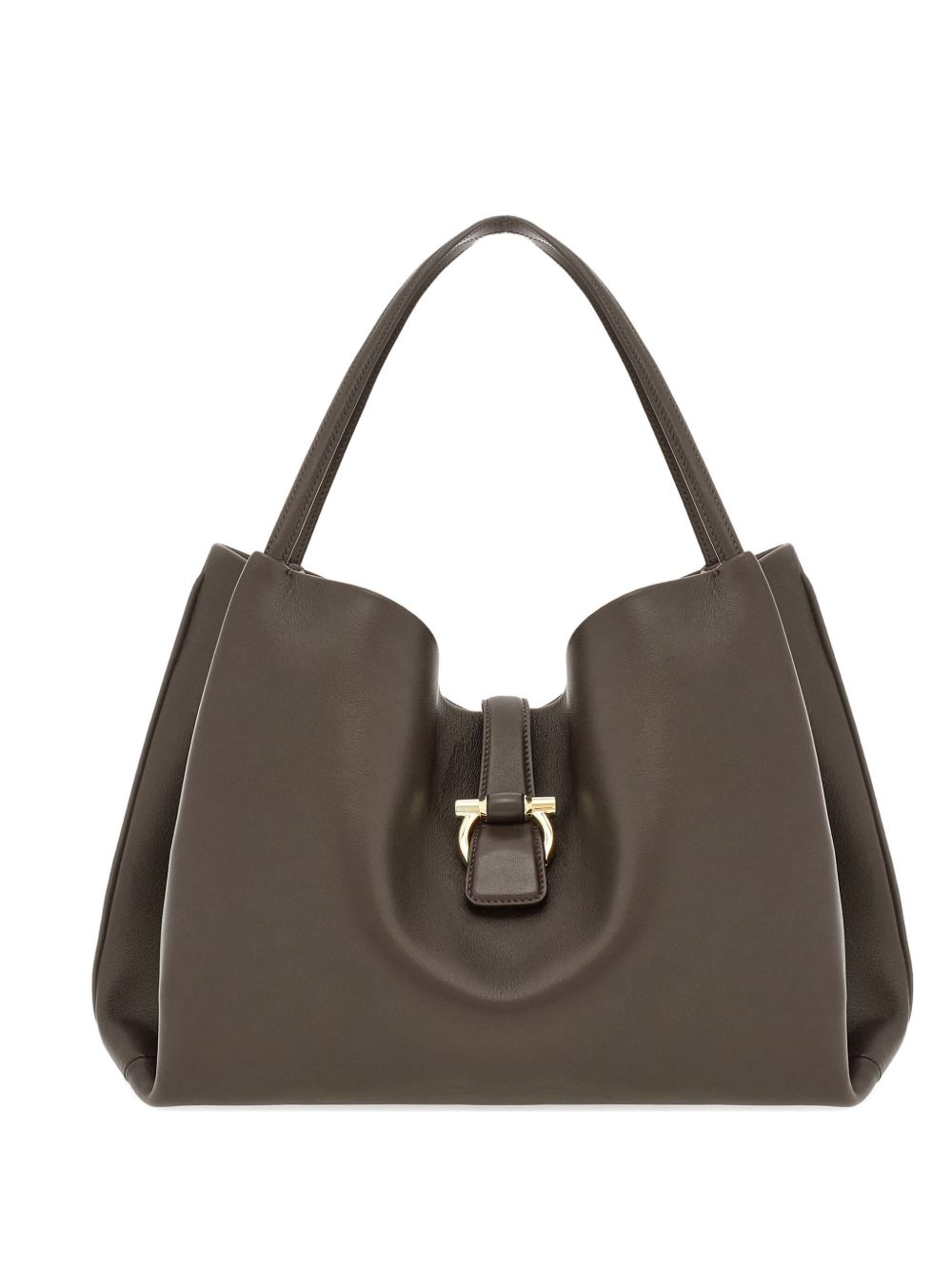 Ferragamo Medium Leather Shoulder Bag Grey