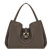 Ferragamo Medium Leather Shoulder Bag Grey