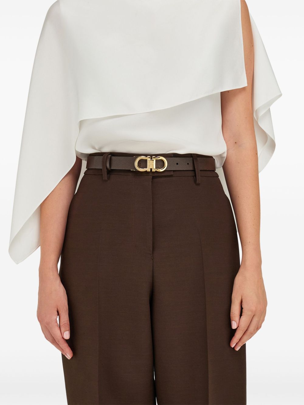 Ferragamo Gancini Leather Belt Brown