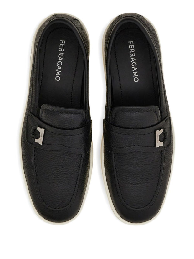 Ferragamo Leather Loafers Black