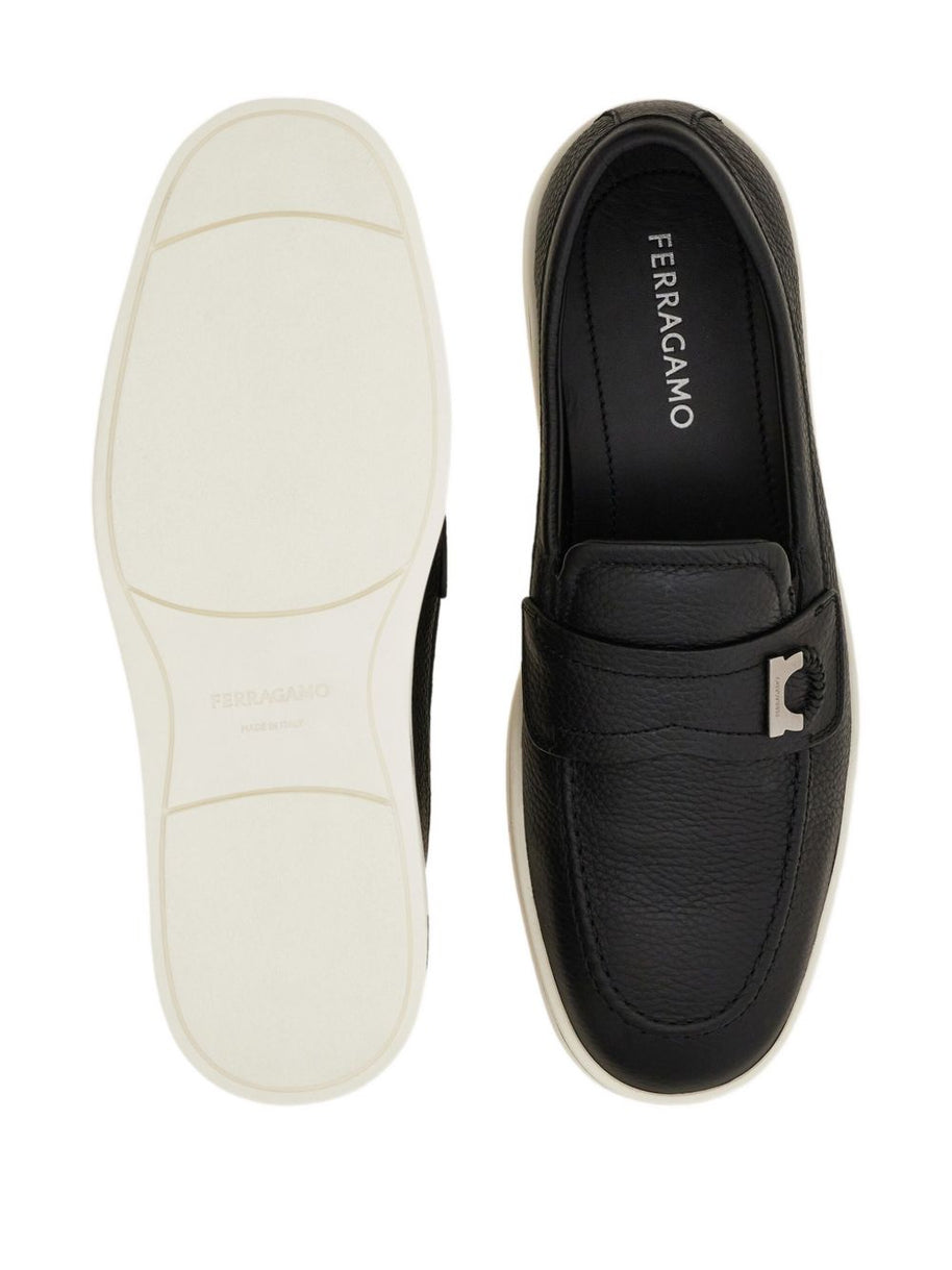 Ferragamo Leather Loafers Black