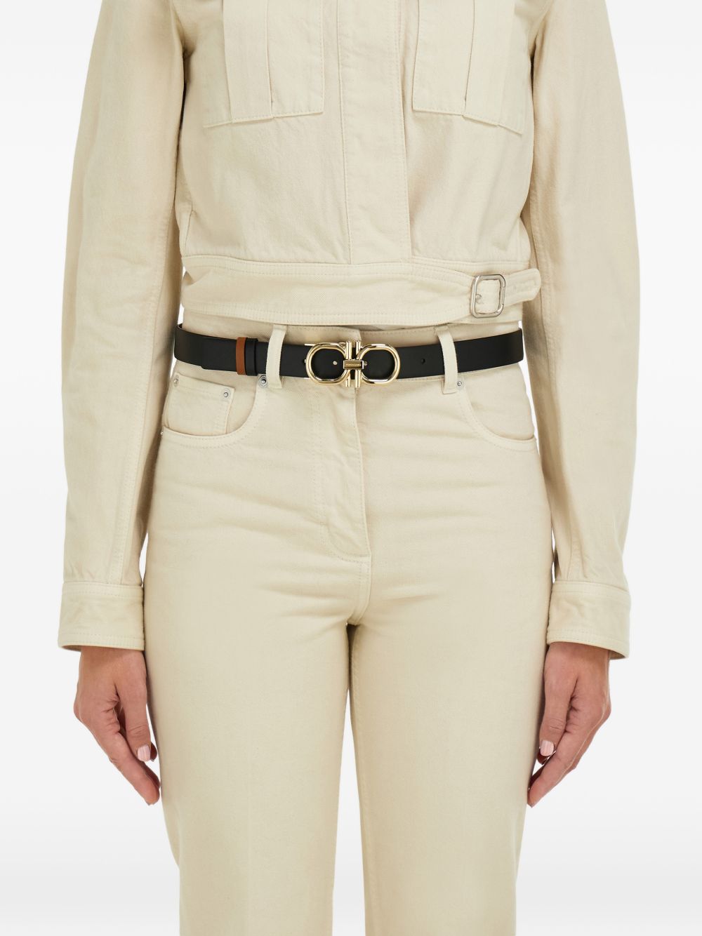 Ferragamo Gancini Leather Belt Black