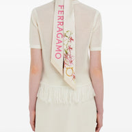 Ferragamo Printed Silk Foulard Scarf Powder
