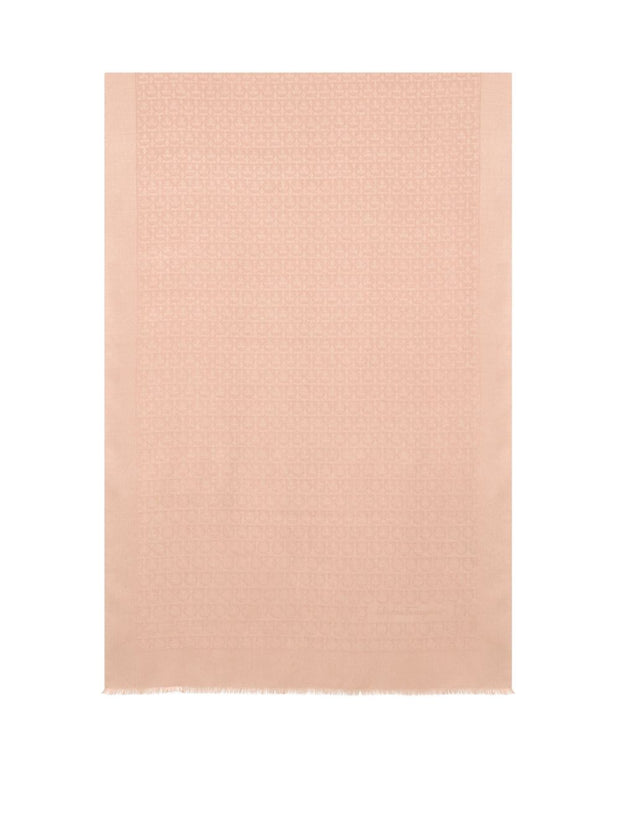 Ferragamo Gancini Silk And Wool Stole Scarf Pink