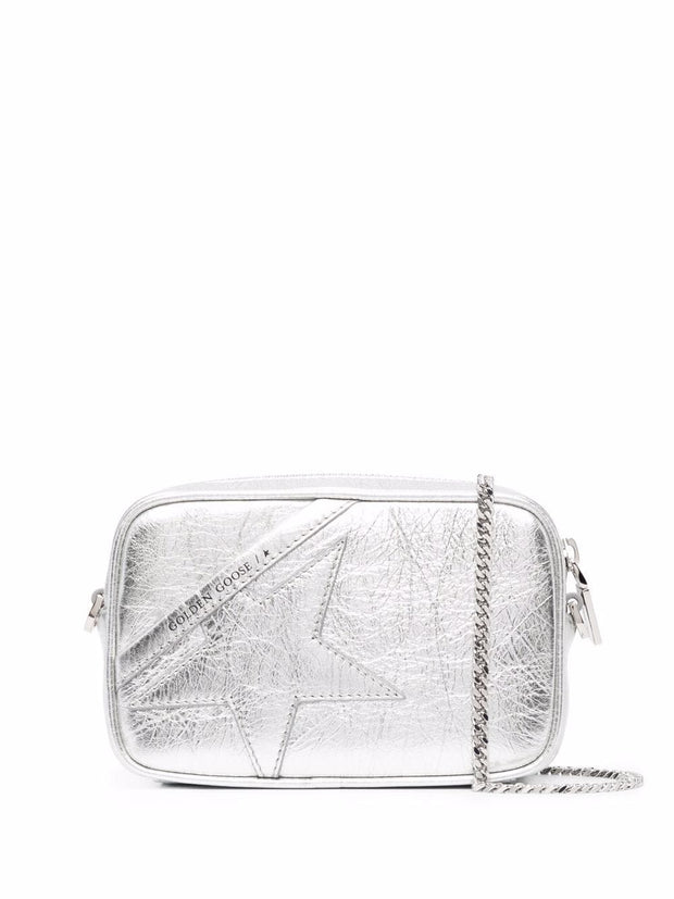 Golden Goose Star Mini Leather Crossbody Bag Silver