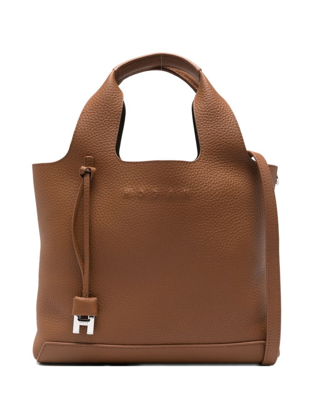 Hogan Small Leather Tote Leather Brown
