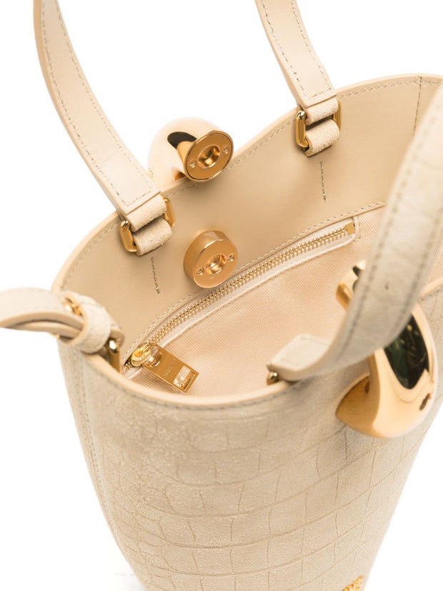 JACQUEMUS Le Petit Bambola Leather Bucket Bag Beige