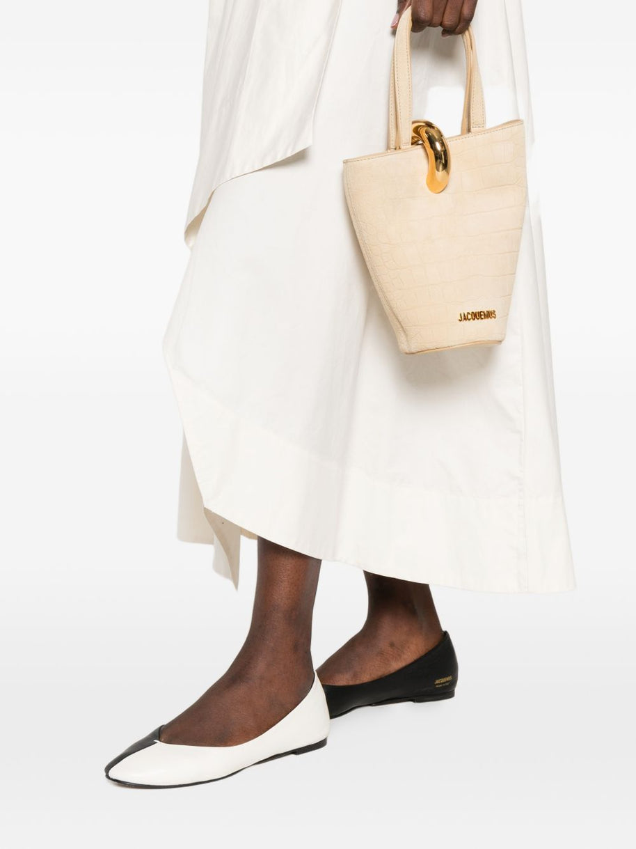 JACQUEMUS Le Petit Bambola Leather Bucket Bag Beige