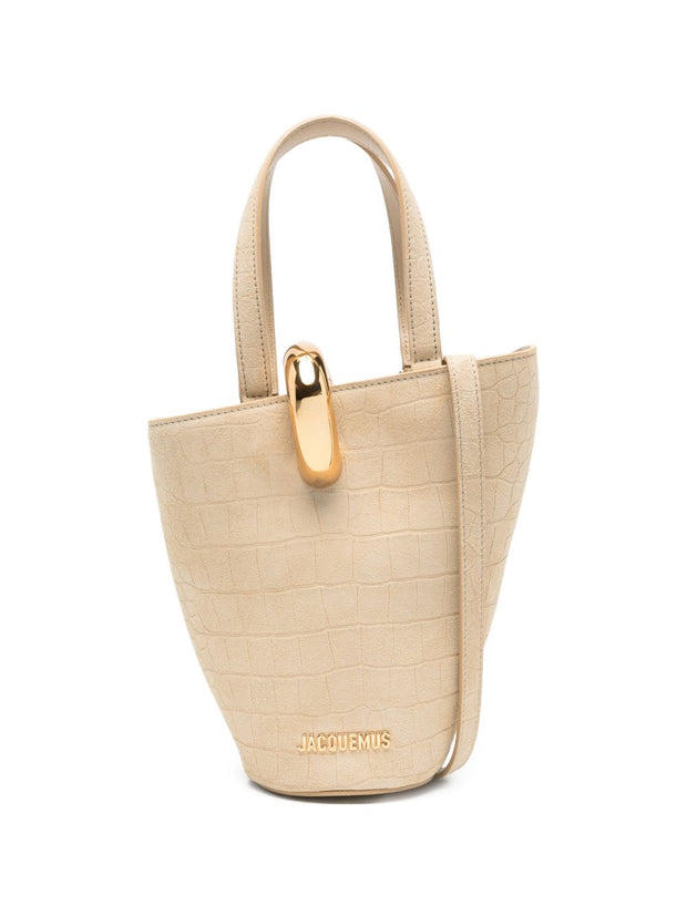 JACQUEMUS Le Petit Bambola Leather Bucket Bag Beige