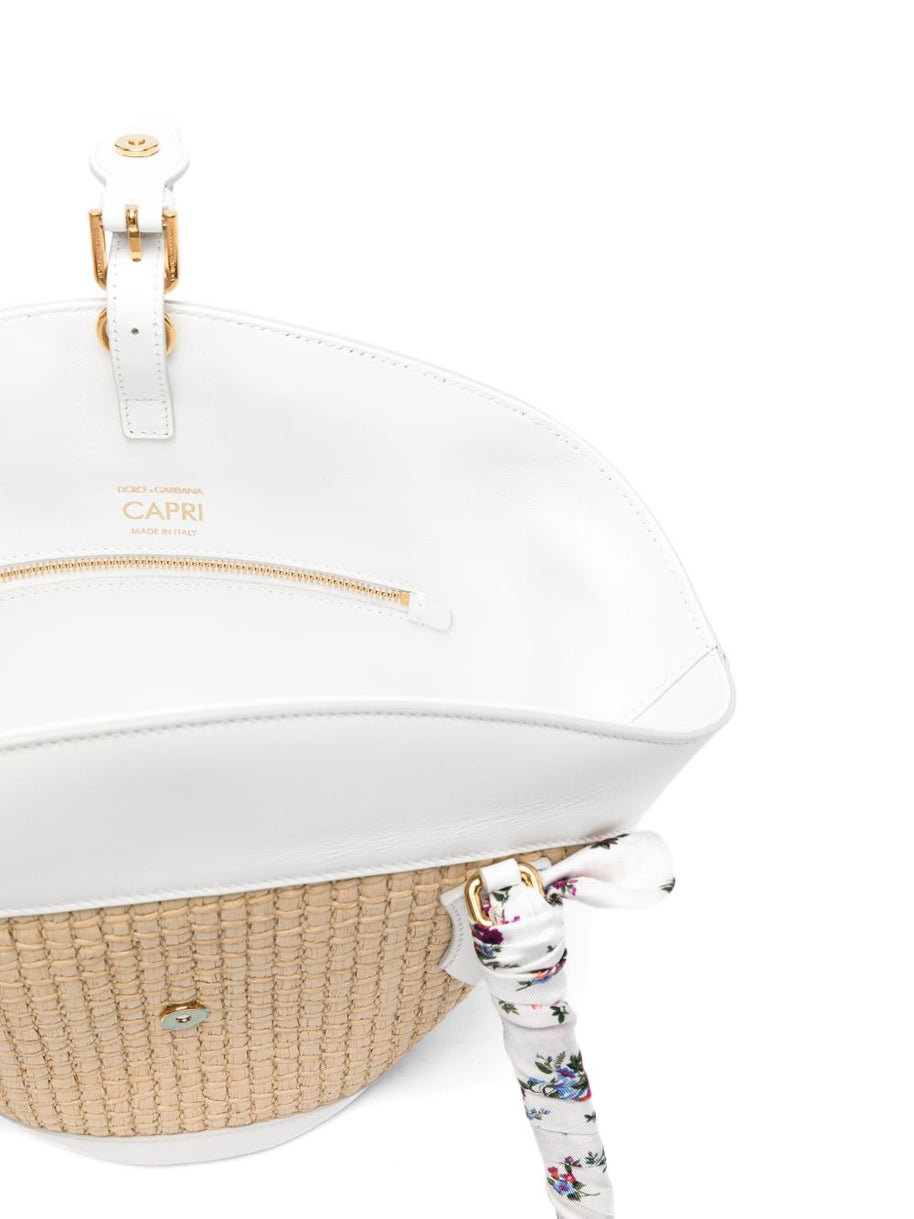 Dolce & Gabbana Capri Straw Backet Bag Beige