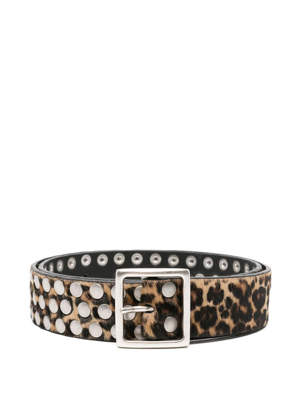 Golden Goose Leo Studded Leather Belt Brown