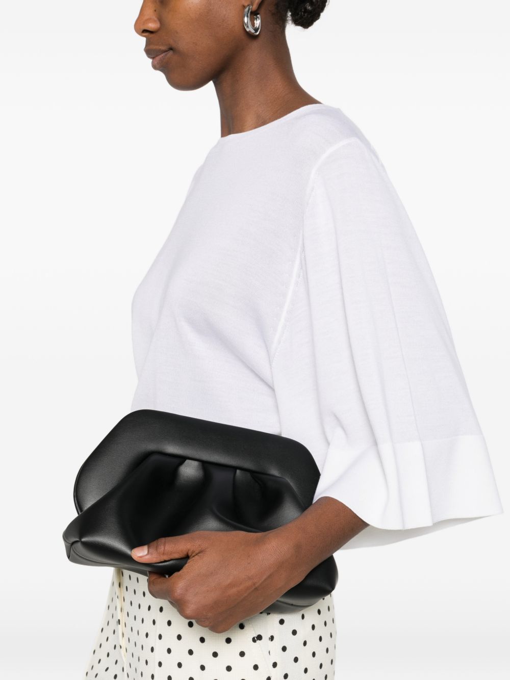 THEMOIRE' Bios Medium Vegan Leather Clutch Black