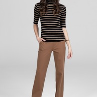 KiraGrace GRACE MOCKNECK TEE: BLACK KHAKI CASHMERE
