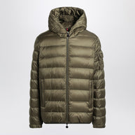 Moncler Short Zip-up Puffer In Khaki