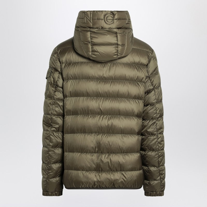 Moncler Short Zip-up Puffer In Khaki
