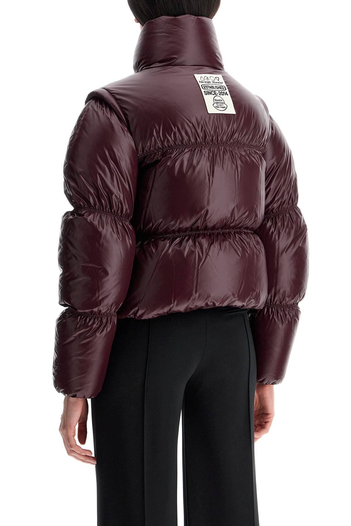 Moncler X Palm Angels Noella Burgundy Nylon Jacket With High Padded Collar