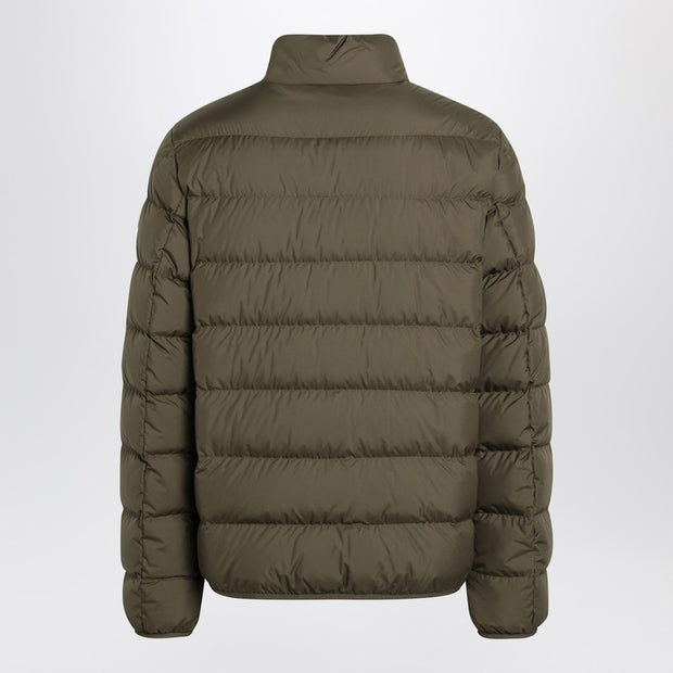 Moncler Short Zip-up Puffer In Khaki