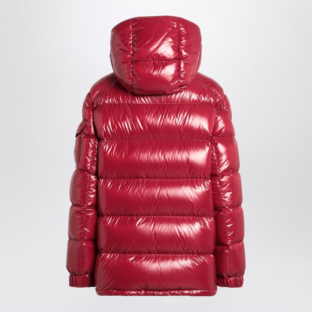 Moncler Ruby Red Down Jacket In Lacquered Nylon