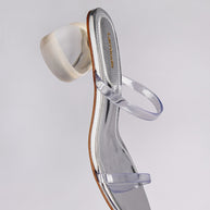 Larroude Dew Drop Mule In Silver Specchio And Vinyl