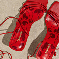 Larroude Nadia Sandal In Scarlet Leather