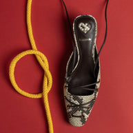 Larroude Amal Lace Up Pump In Neutral Printed Snake