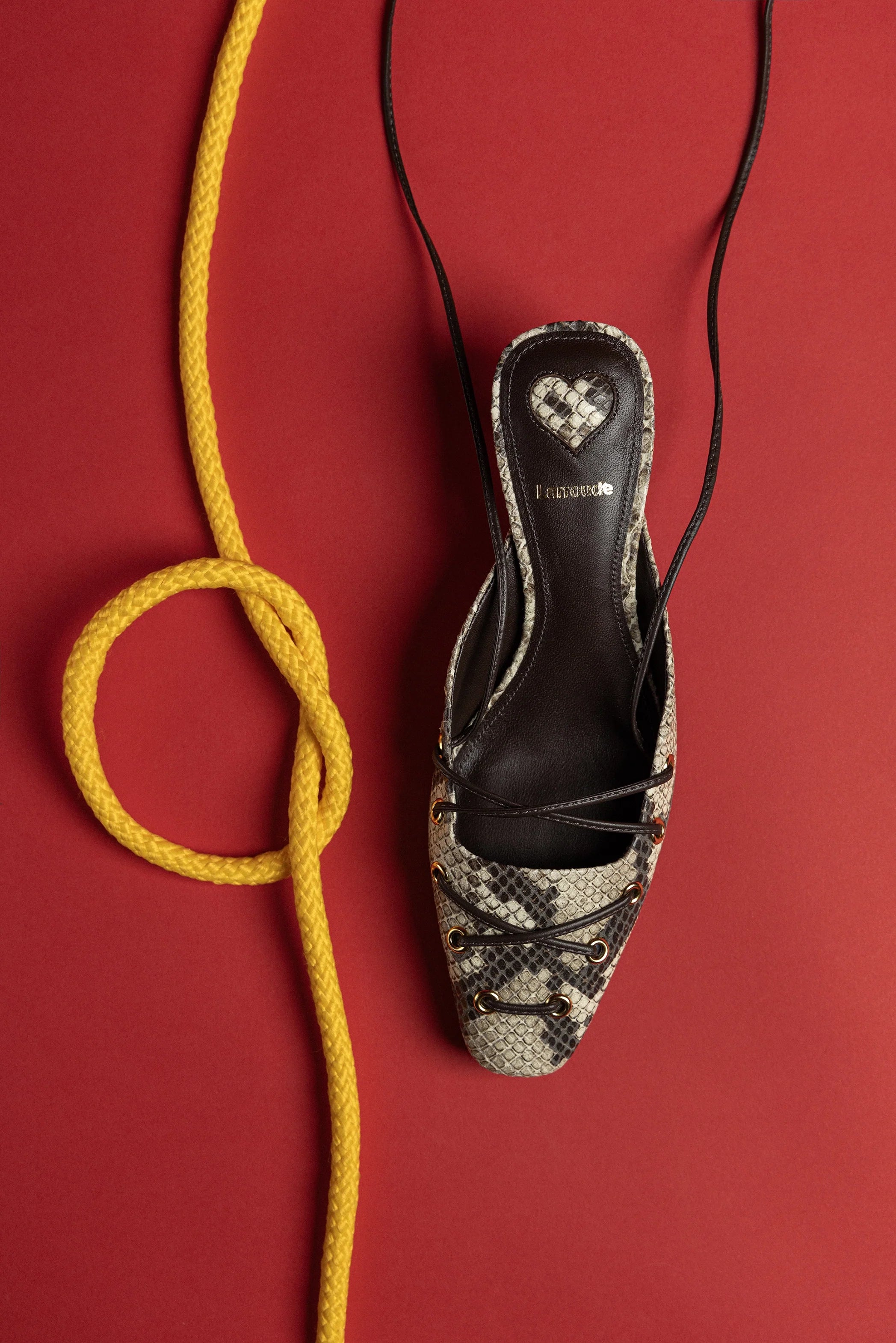Larroude Amal Lace Up Pump In Neutral Printed Snake