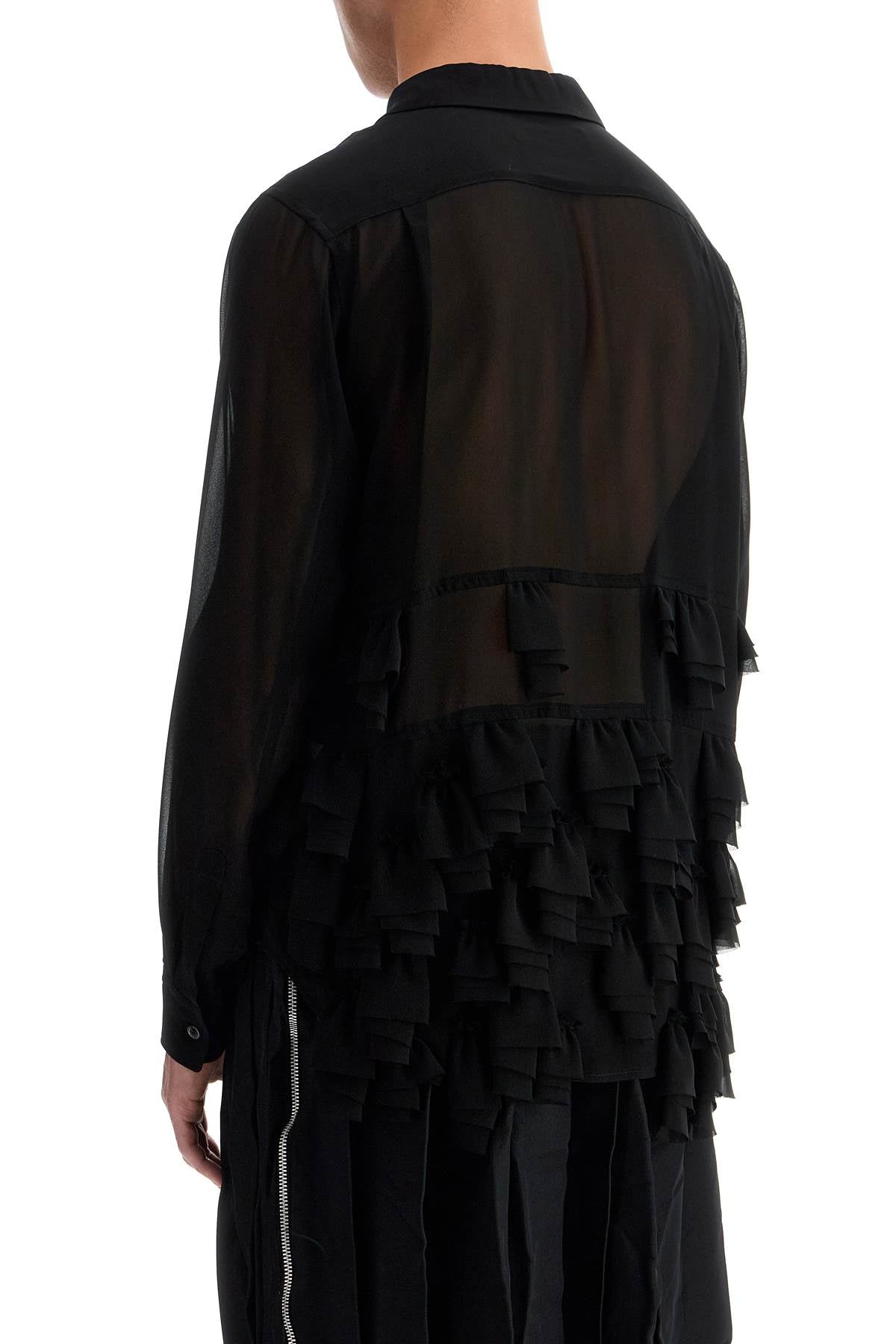 COMME DES GARCONS BLACK Georgette Shirt With Ruffles