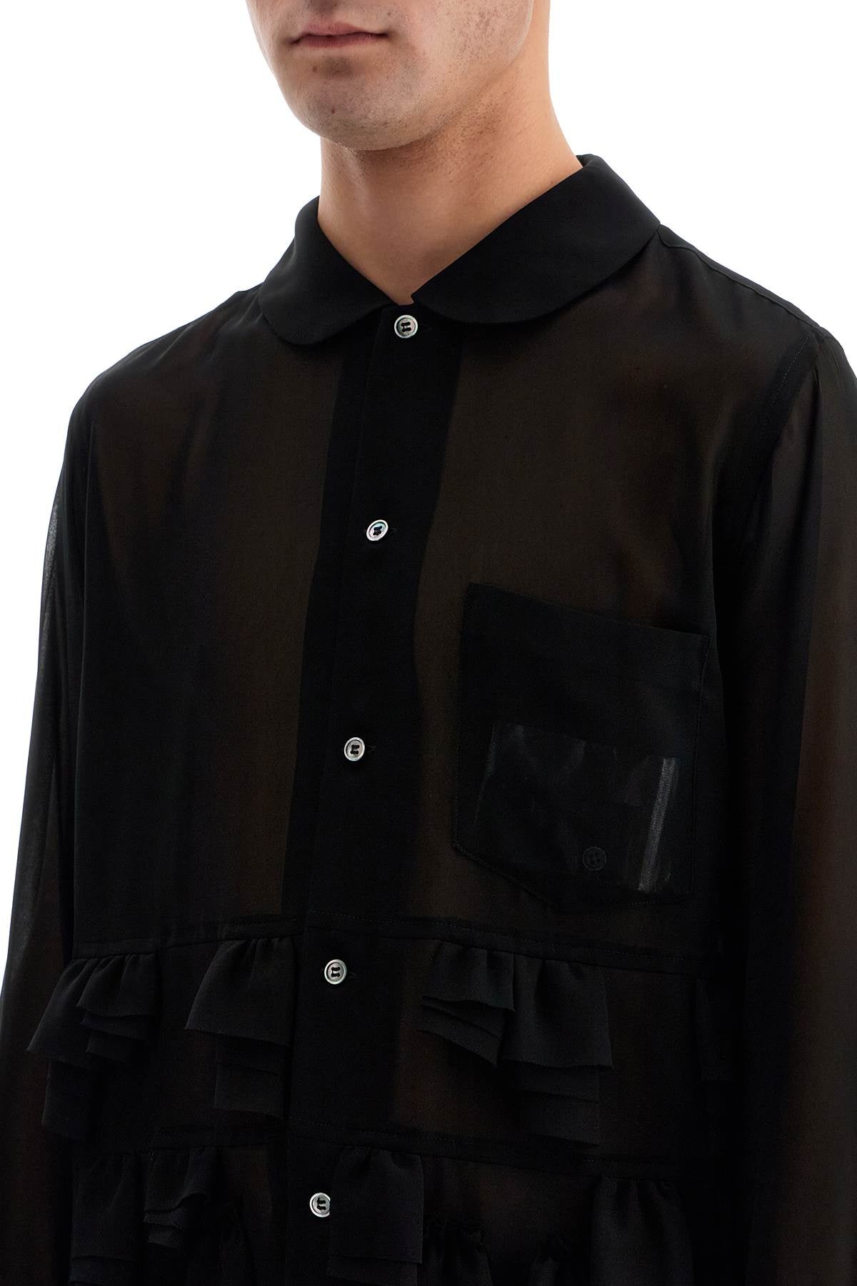 COMME DES GARCONS BLACK Georgette Shirt With Ruffles