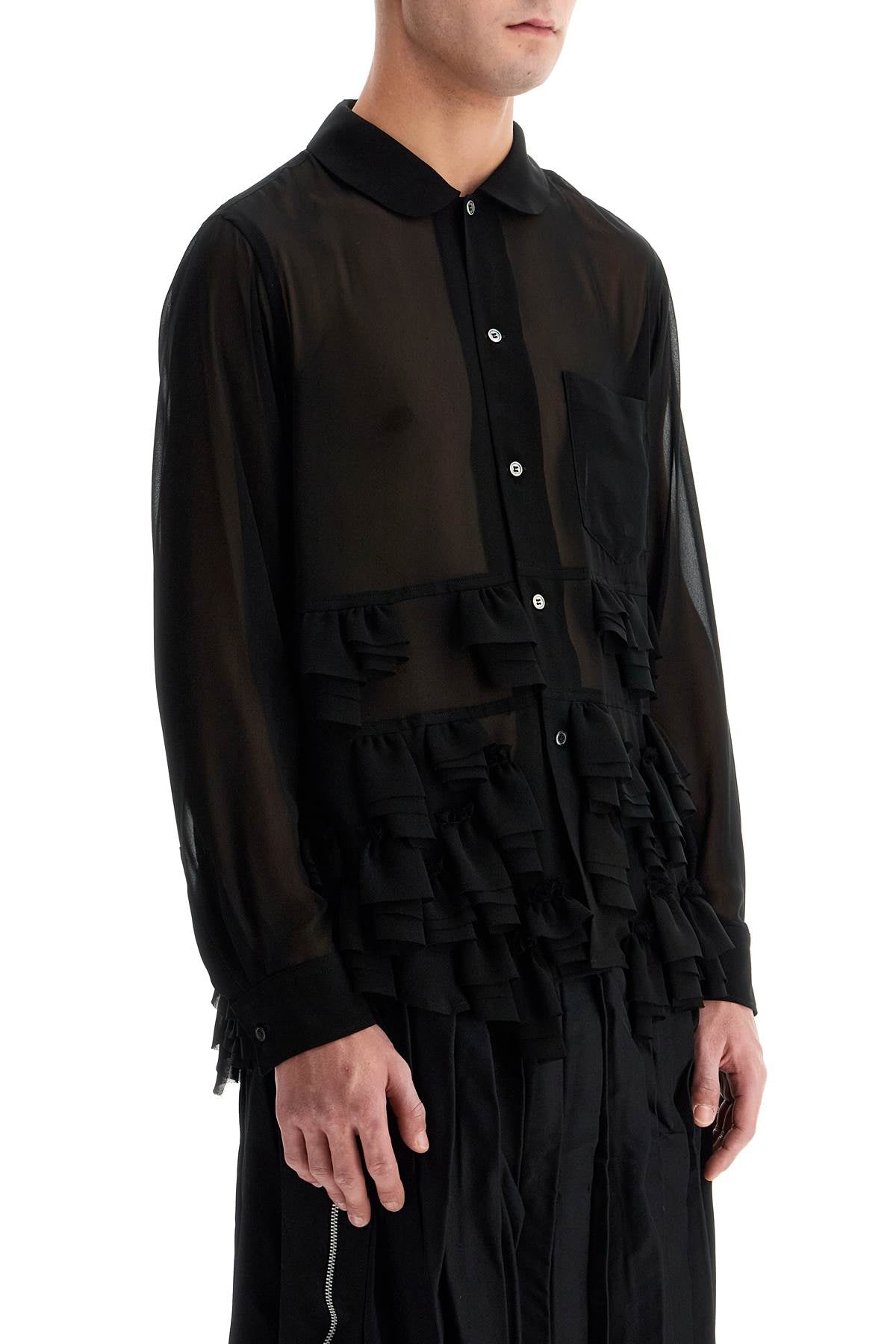 COMME DES GARCONS BLACK Georgette Shirt With Ruffles