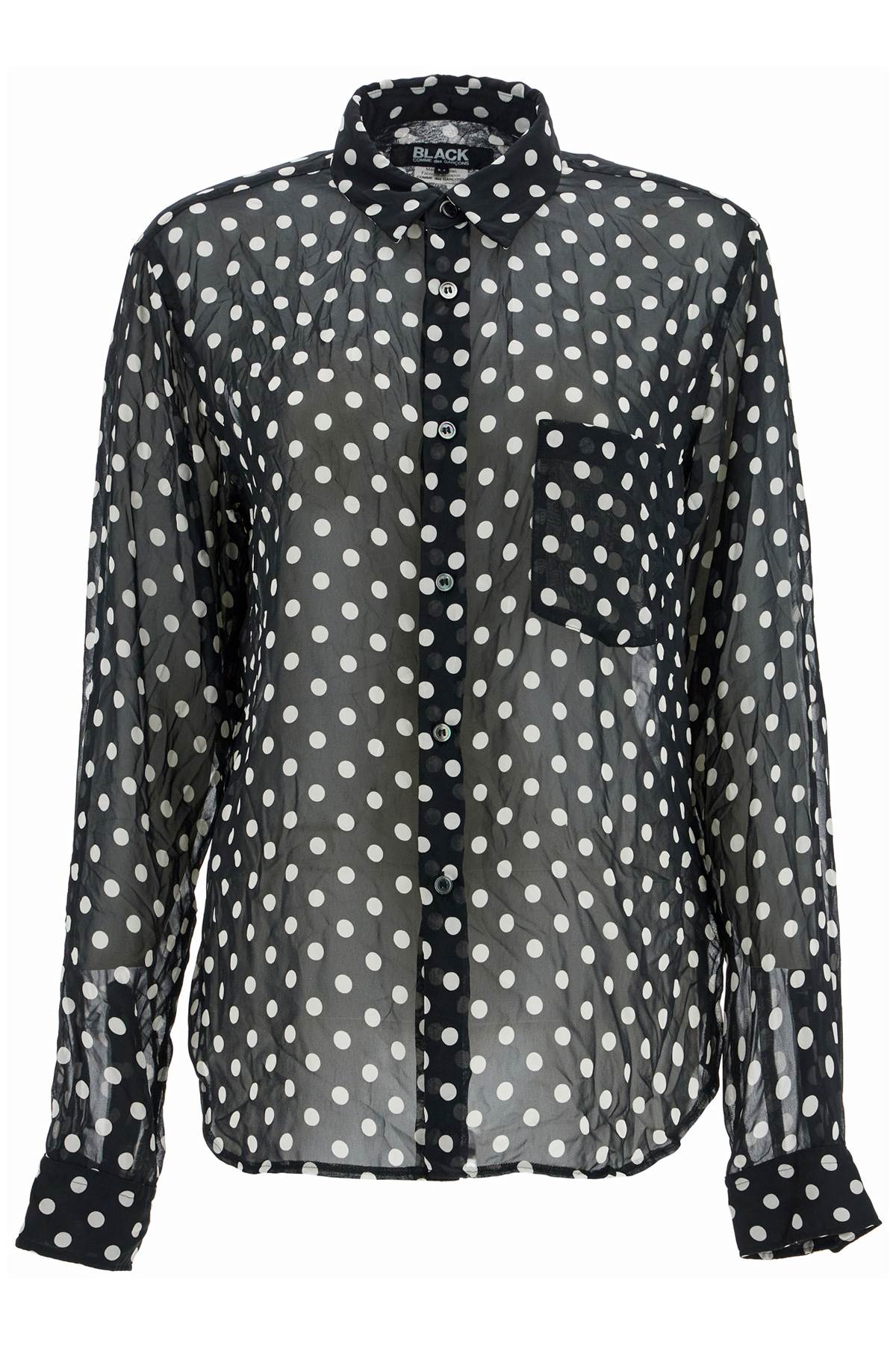 COMME DES GARCONS BLACK Polka Dot Crinkled Georgette Shirt