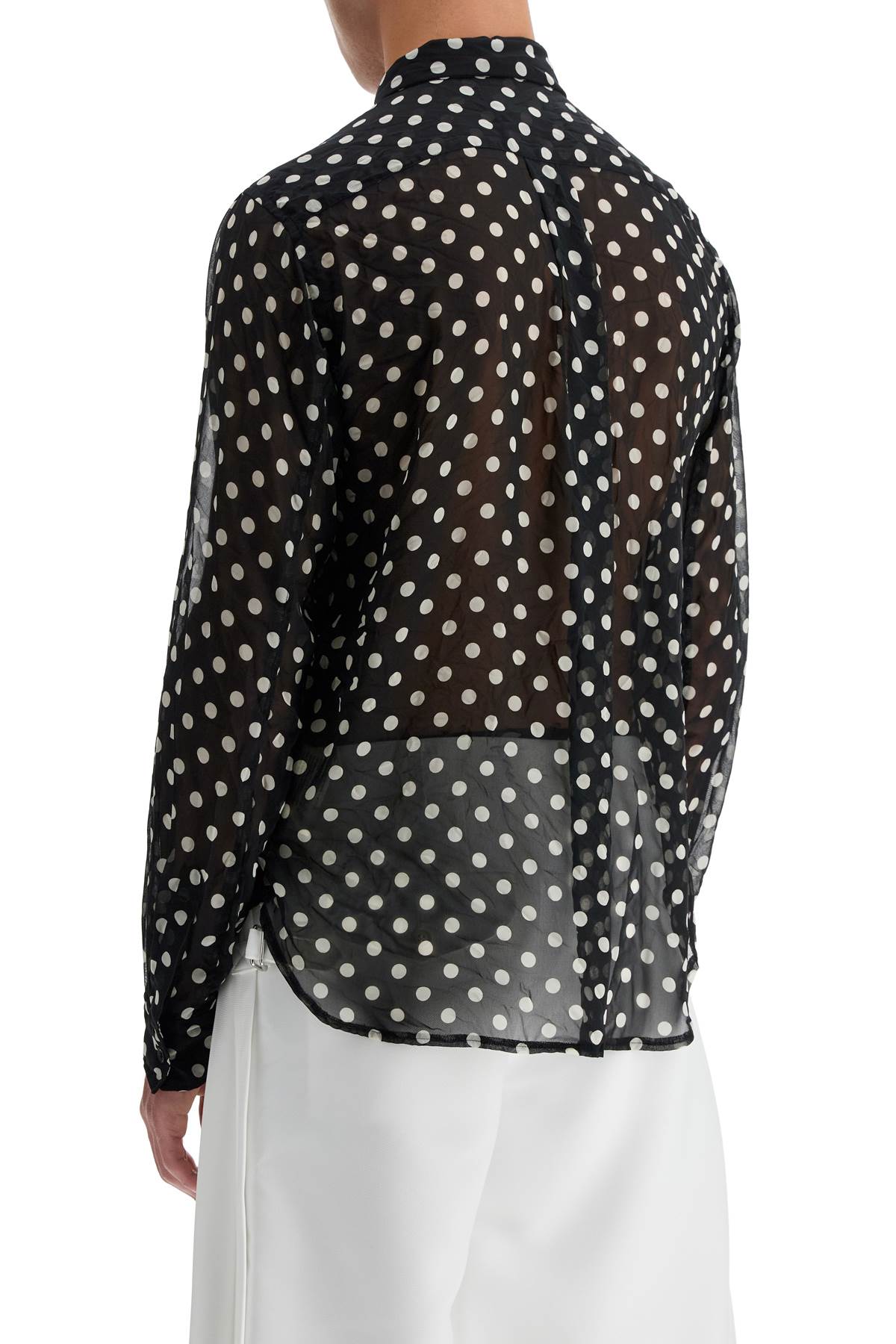 COMME DES GARCONS BLACK Polka Dot Crinkled Georgette Shirt