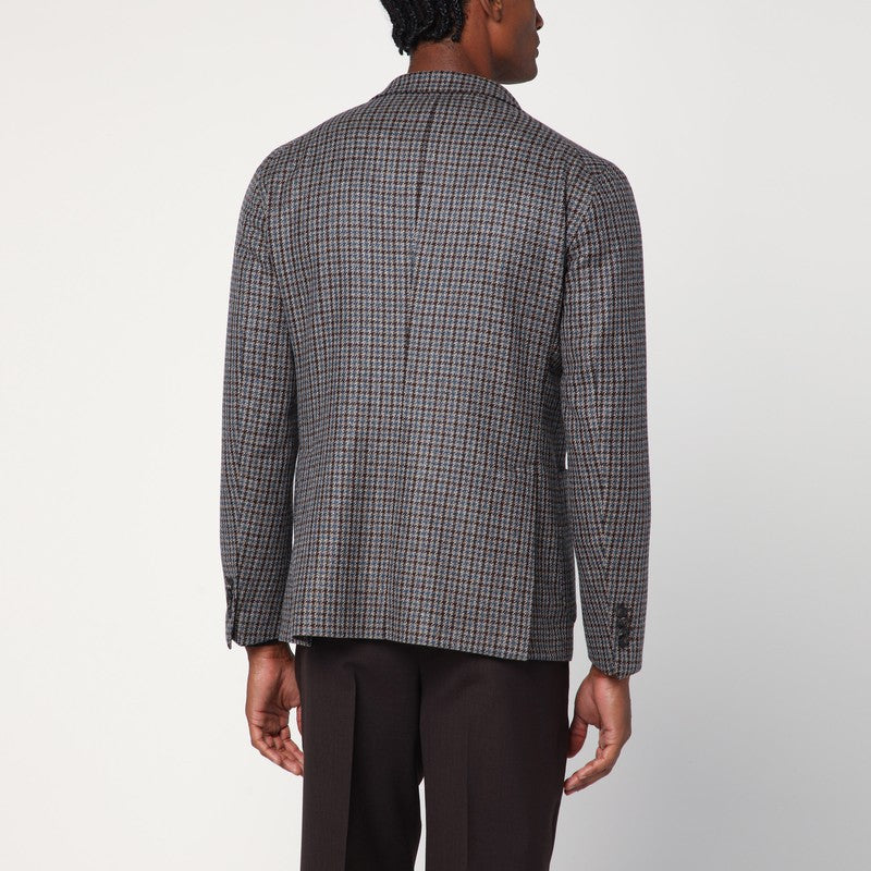 Tagliatore Beige/light Blue Patterned Single-breasted Jacket